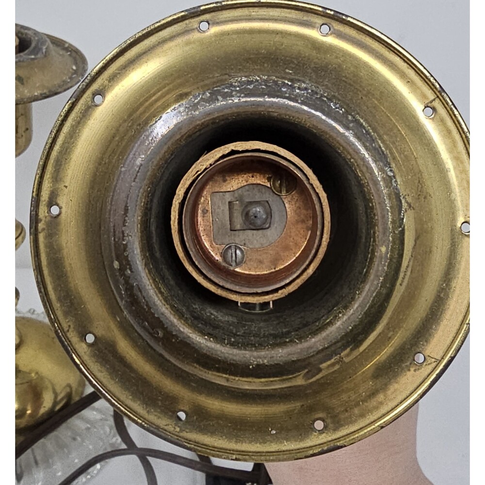 Vtg Antique Art Deco Molded Glass Metal Desk Side Table Lamp MCM  9” Pair Works - Picture 3 of 14